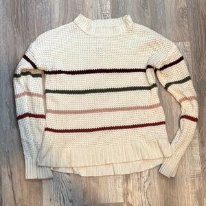 SO Cream Striped Turtleneck Sweater